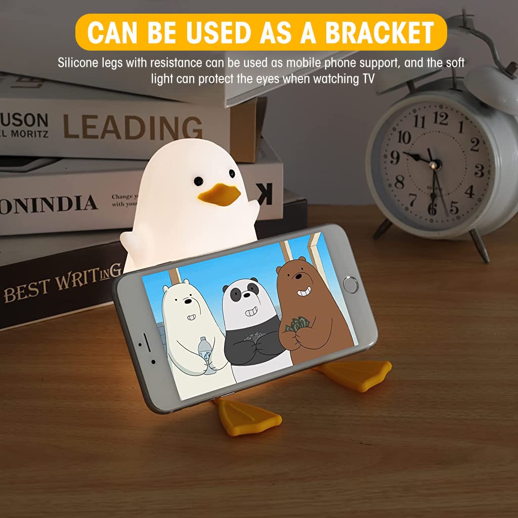 Verilux Smile Duck Night Lights for Kids Cute Duck Night Light Soft Silione Lamp USB Rechargeable Nursery Night Light for Boys Girls Bedroom