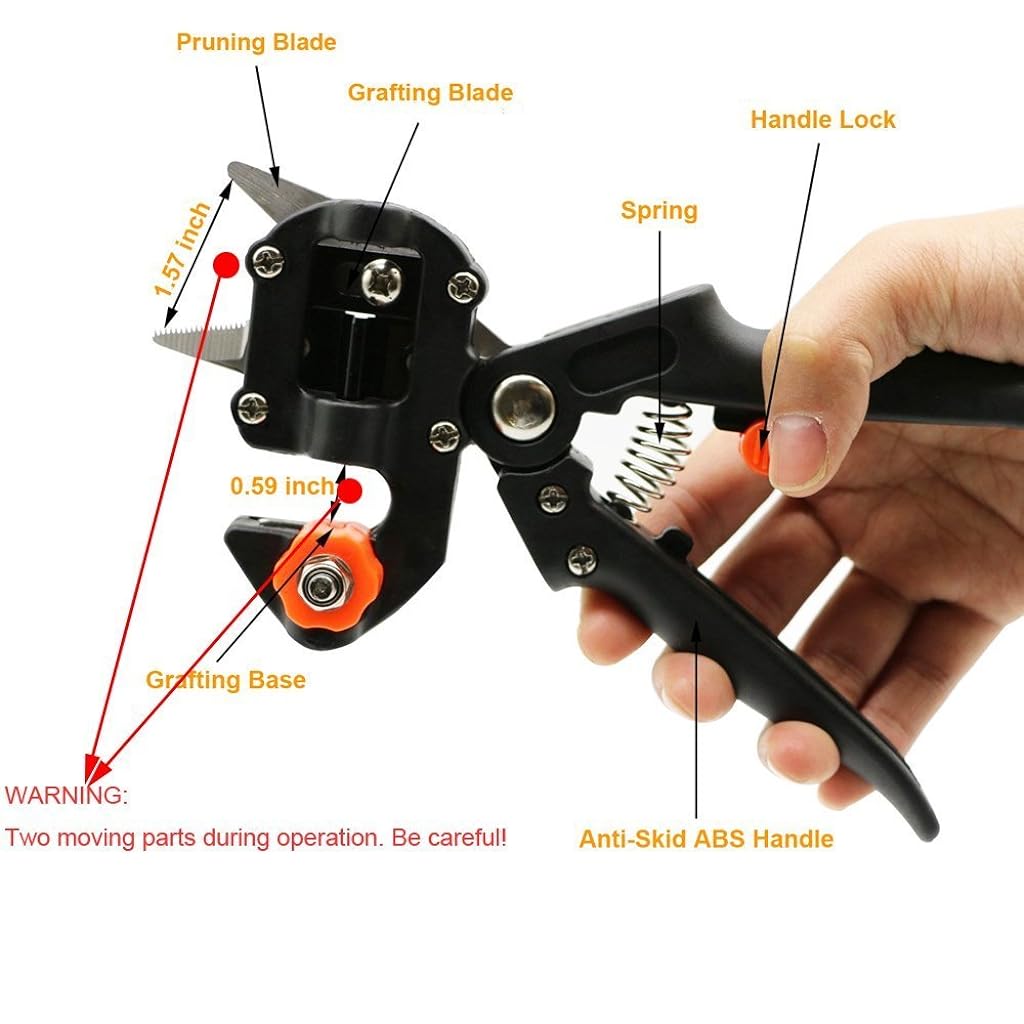 ZIBUYU Grafting Plants Cutter Kit Pruning Cutter Shear Cutter Gardening with 3 Type of Grafting Branch, Screwdriver, Mini Wrench Grafting Cutter Kit with Toolbox for Gardening Accessories - Black