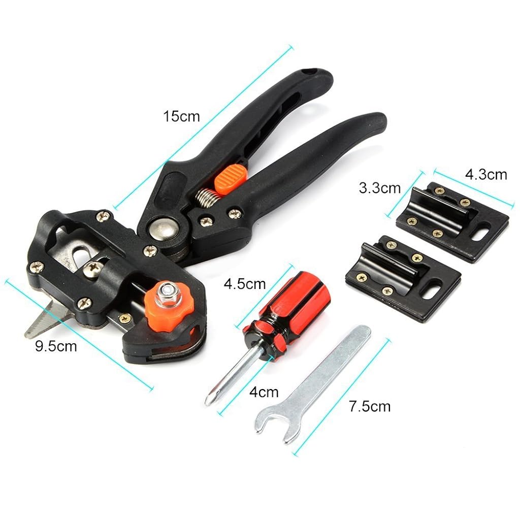 ZIBUYU Grafting Plants Cutter Kit Pruning Cutter Shear Cutter Gardening with 3 Type of Grafting Branch, Screwdriver, Mini Wrench Grafting Cutter Kit with Toolbox for Gardening Accessories - Black