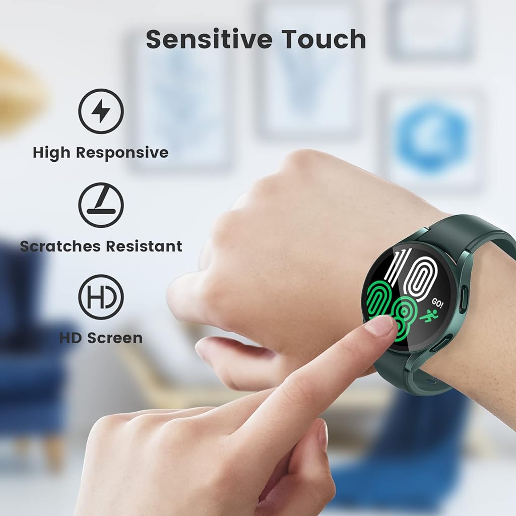 ZORBES Cover for Samsung Galaxy Watch 4,44mm Screen Guard Case,PC Hard Full Protection Matte Cover Case for Samsung Watch 4 44mm Accessories Screen Protector Scratch-Resistant (Green)