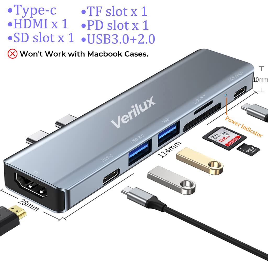 Eleboat® 7 in 2 USB C Hub for MacBook