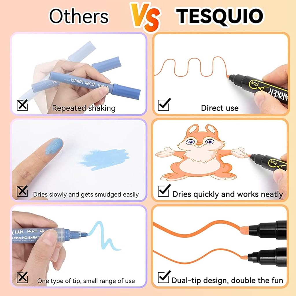 Climberty 12 Colors Acrylic Marker Pens,Dual Tip Paint Markers Paint Pens,Water Based Paint Pen,Deal For Wood,Rock Painting,Canvas,Stone,Glass,Ceramic,Diy Crafts Making Art Supplies,Black