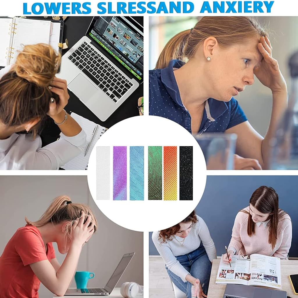 HASTHIP 36 Sheet Anxiety Sensory Stickers Color Matte Textured Fidget Strip Sticker Relieve Stress Sensory Calm Textured Strips Adhesives Anxiety Relief for Adults Teens
