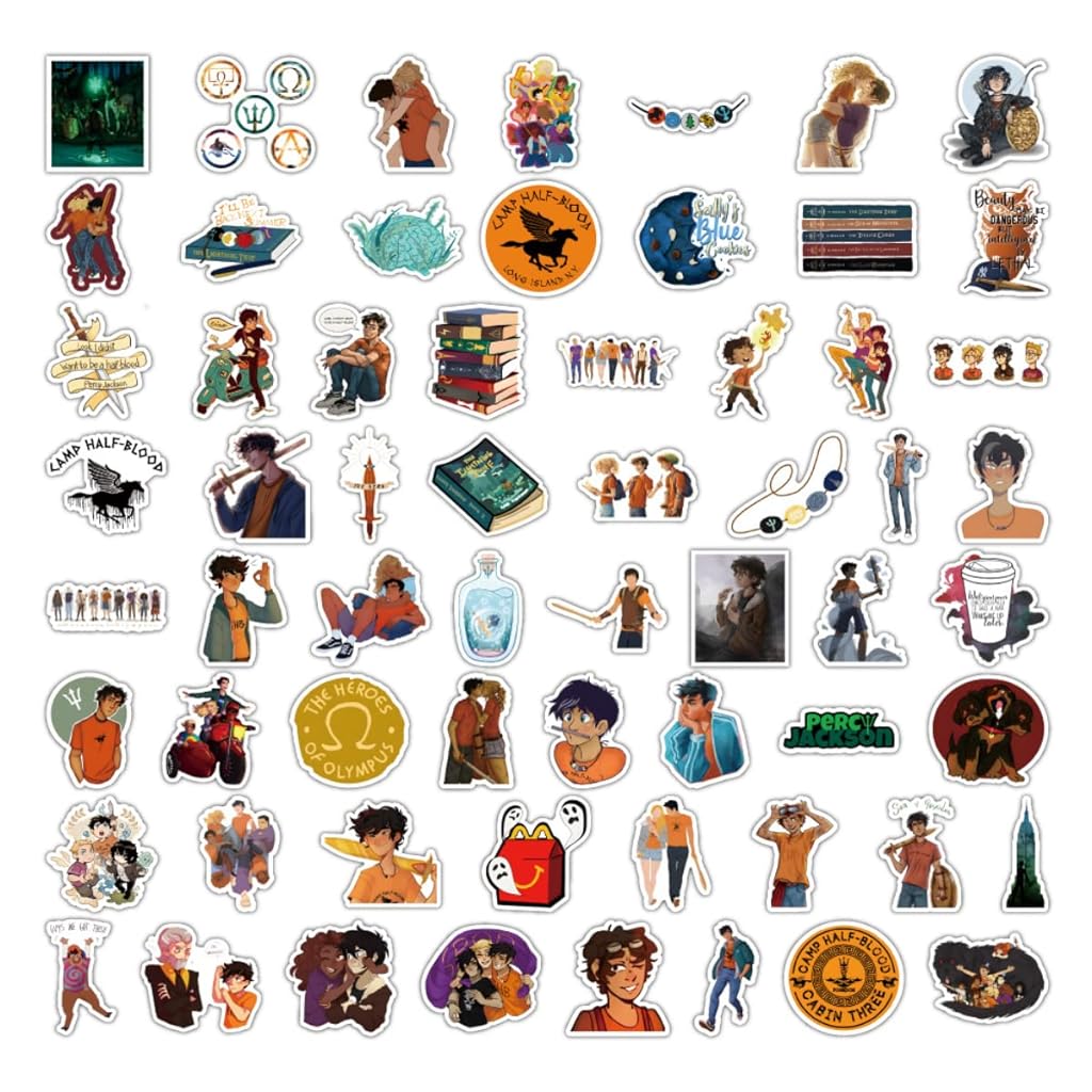 HASTHIP 60Pcs Percy Jackson Stickers, Theme of Movie Stickers Anime Cartoon Waterproof Vinyl Stickers Album Stickers for Water Bottle Luggage, Cute Graffiti Decals for Teens Girls Boys Adults