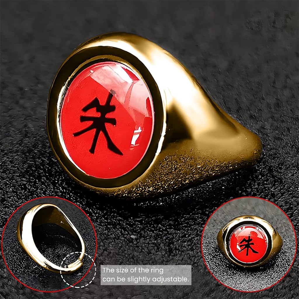 PATPAT Naruto Toys 10Pcs Akatsuk Naruto Ring Naruto Cosplay Finger Rings with Necklace Box Naruto Action Figures naruto accessories for Naruto Fans Children's Day GiftS for Boys Girls -Golden