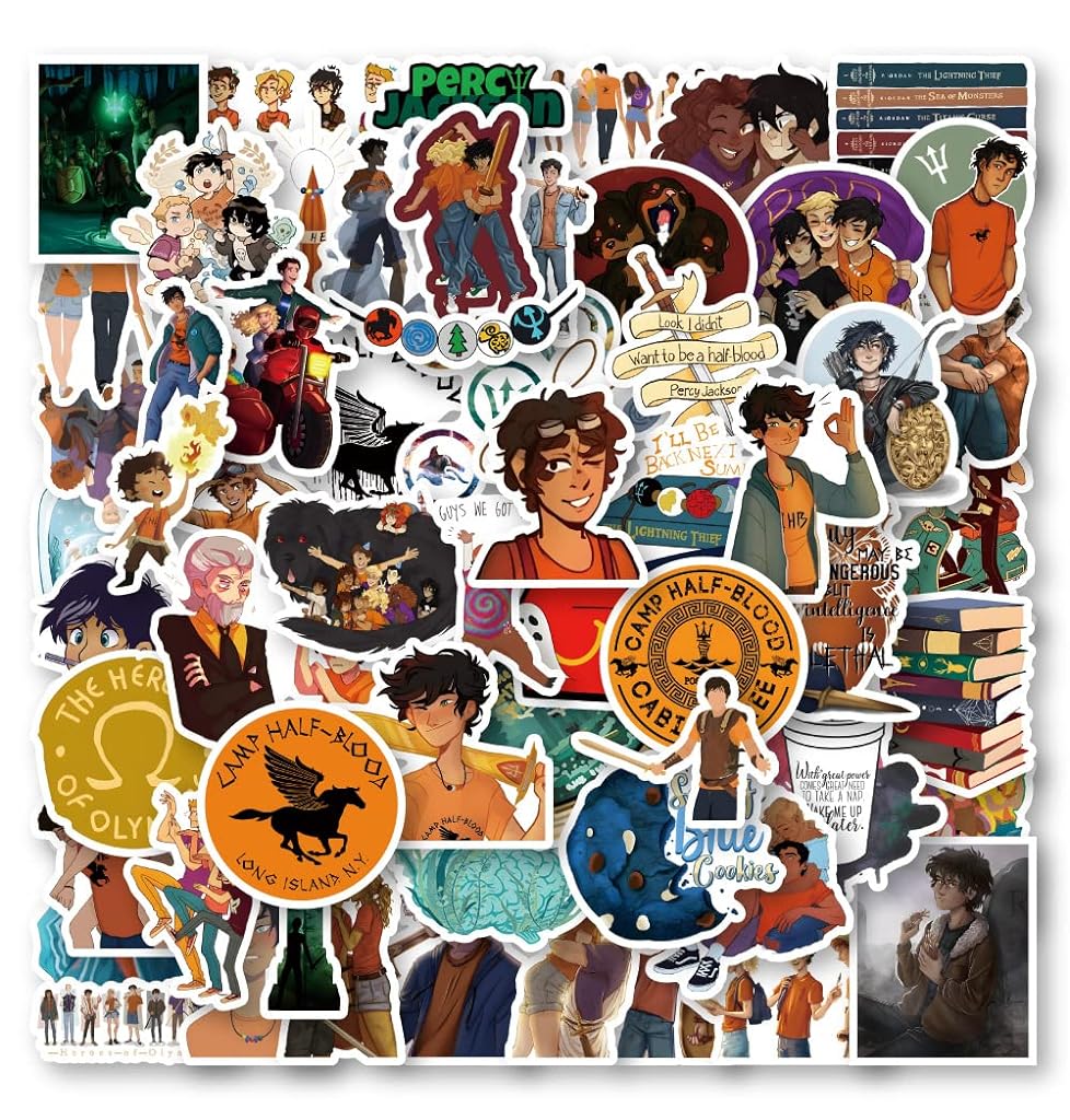 HASTHIP 60Pcs Percy Jackson Stickers, Theme of Movie Stickers Anime Cartoon Waterproof Vinyl Stickers Album Stickers for Water Bottle Luggage, Cute Graffiti Decals for Teens Girls Boys Adults