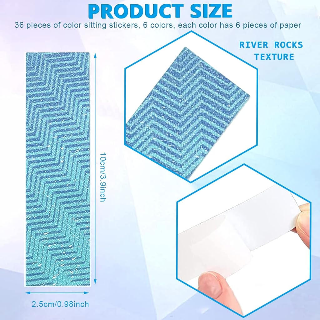 HASTHIP 36 Sheet Anxiety Sensory Stickers Color Matte Textured Fidget Strip Sticker Relieve Stress Sensory Calm Textured Strips Adhesives Anxiety Relief for Adults Teens