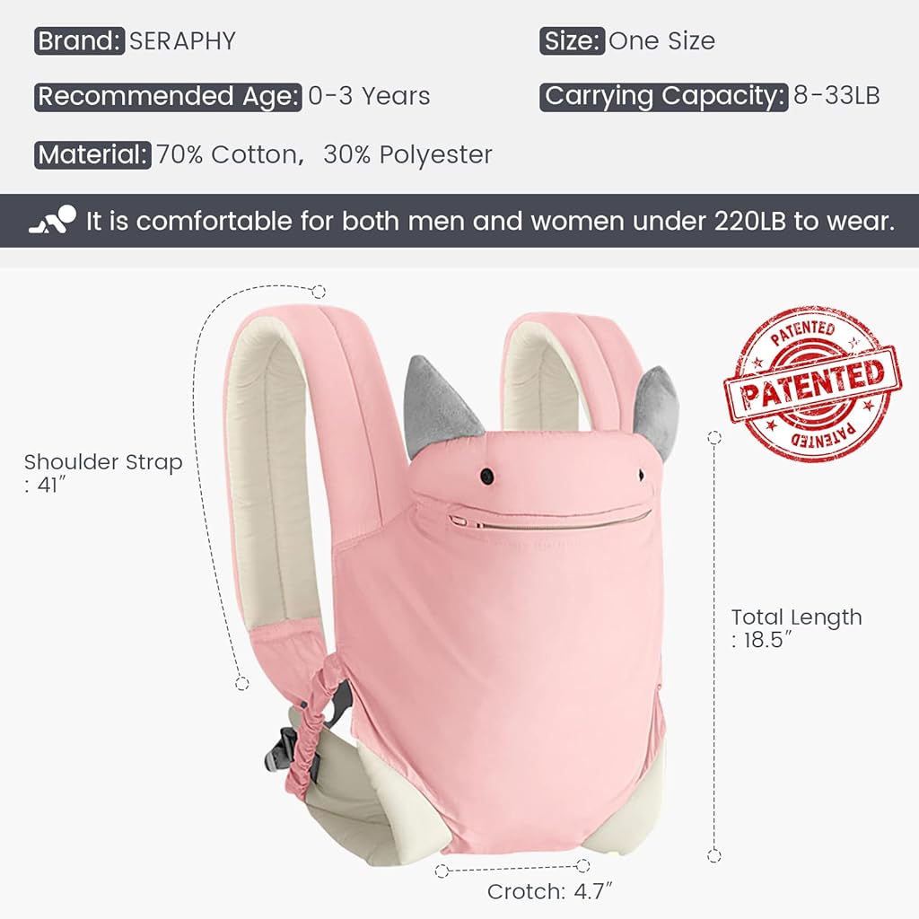 SNOWIE SOFT Baby Carrier Bag for 0 to 3 Year Baby Adjustable Kangaroo Bag for 0 to 2 Year Baby with Pocket, Baby Bags for Mothers Carry Soft & Breathable Baby Carrier for New Born, Baby Products Pink