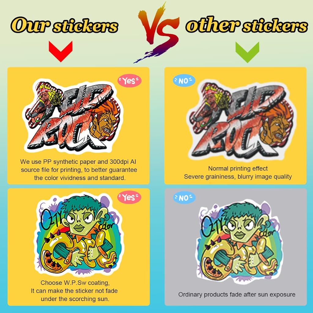 HASTHIP Laptop Stickers for Journal Graffiti Style Cartoon Stickers for Scrapbook, Water Bottle,Travel Case, Waterproof Tape Sticker Wall Stickers for Boys, Pack of 50