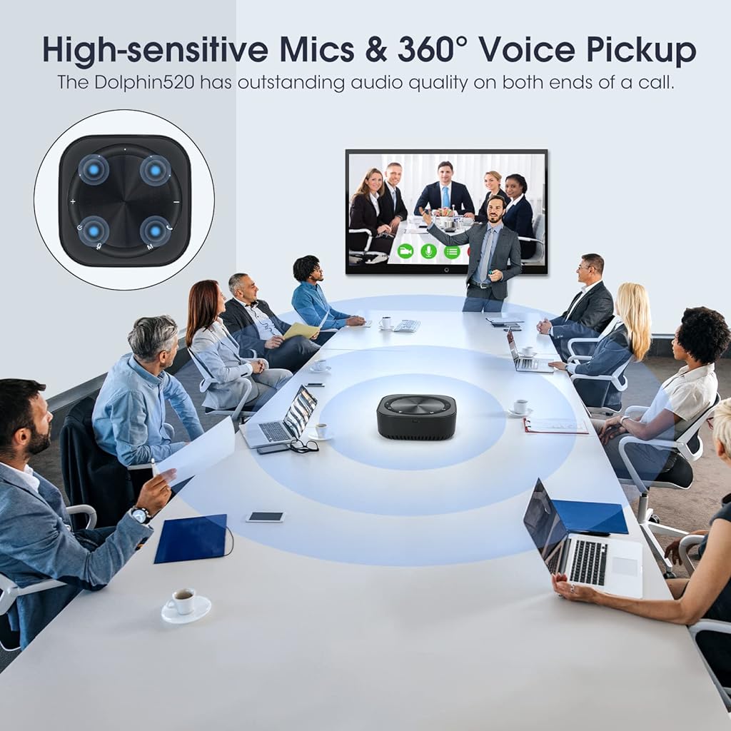 Verilux Conference Speaker with Mic, Plug & Play Noise Cancellation Bluetooth Microphone with Speaker, Portable Wireless Bluetooth Speaker with Mic 360° Omnidirection Pickup for Skype Online Class