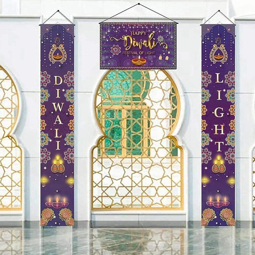 HASTHIP Diwali Decorations for Home, Happy Diwali Banner & Diwali Backdrop, Rangoli Diwali Banner Photo Backdrop Decorations for Wall, Indian Deepavali Diwali Festival Themed Light Party