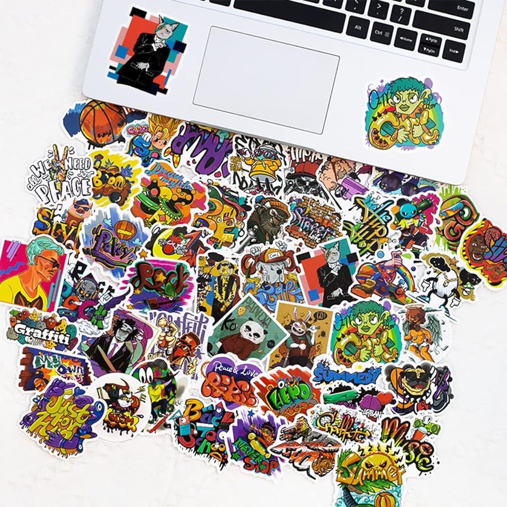 HASTHIP Laptop Stickers for Journal Graffiti Style Cartoon Stickers for Scrapbook, Water Bottle,Travel Case, Waterproof Tape Sticker Wall Stickers for Boys, Pack of 50