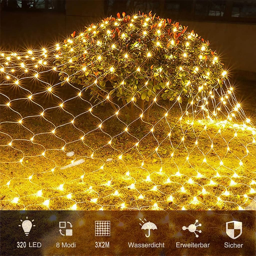 ZIBUYU LED String Lights for Decoration Indoor Outdoor Garden Wall Decoration Net Light 144 LEDs Curtain Light with 8 Modes Waterproof Fairy LED Light for Diwali, Christmas, Home - 6 feet