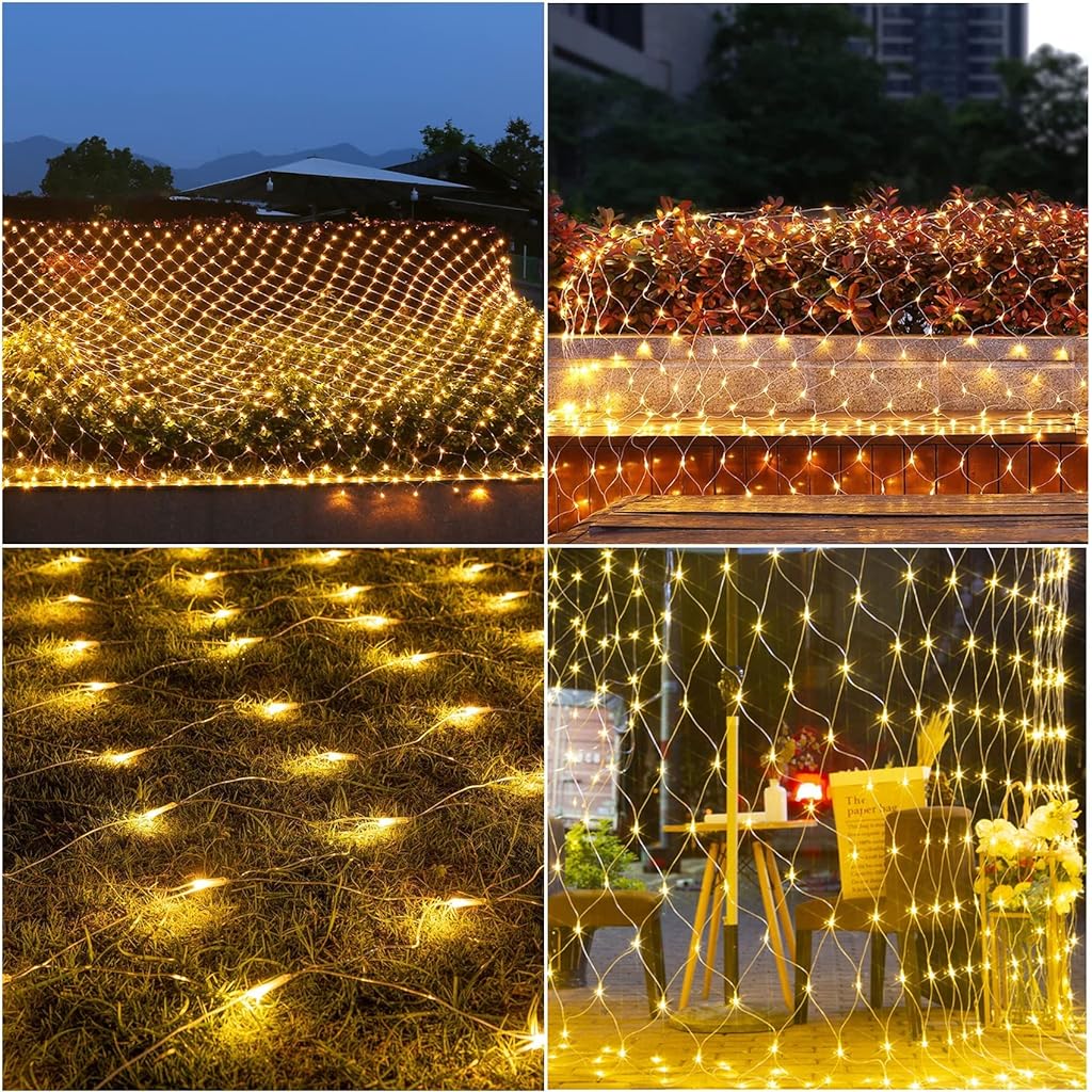 ZIBUYU LED String Lights for Decoration Indoor Outdoor Garden Wall Decoration Net Light 144 LEDs Curtain Light with 8 Modes Waterproof Fairy LED Light for Diwali, Christmas, Home - 6 feet