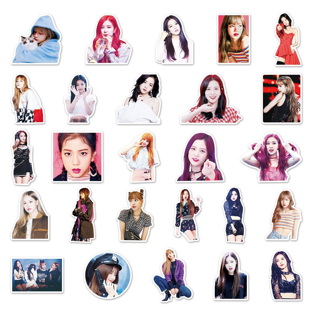 HASTHIP 52 Sheet BLACKPINK Sticker Figures Sticker Phone Case Sticker Decorative Stickers for Sketchbook, Music Album, Bicycle DIY Laptop Decoration Wall Decoration Skateboard Stickers