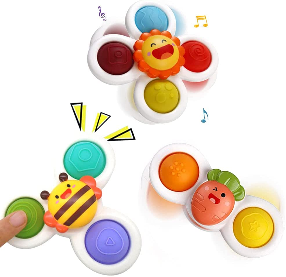 Newest 3PCS Suction cup spinner toys for 1 2 Year old boys