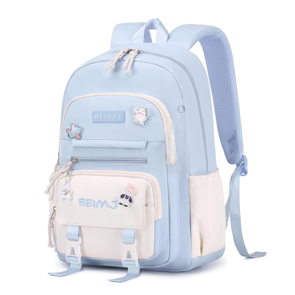 Climberty® Girls School Backpack Kawaii Blue School Book Bag Multi Compartment 15.6 inches Travel Backpack School Bag for Girls 6-12 Years Old Birthday Gift Christmas Gift, 32x15x45cm