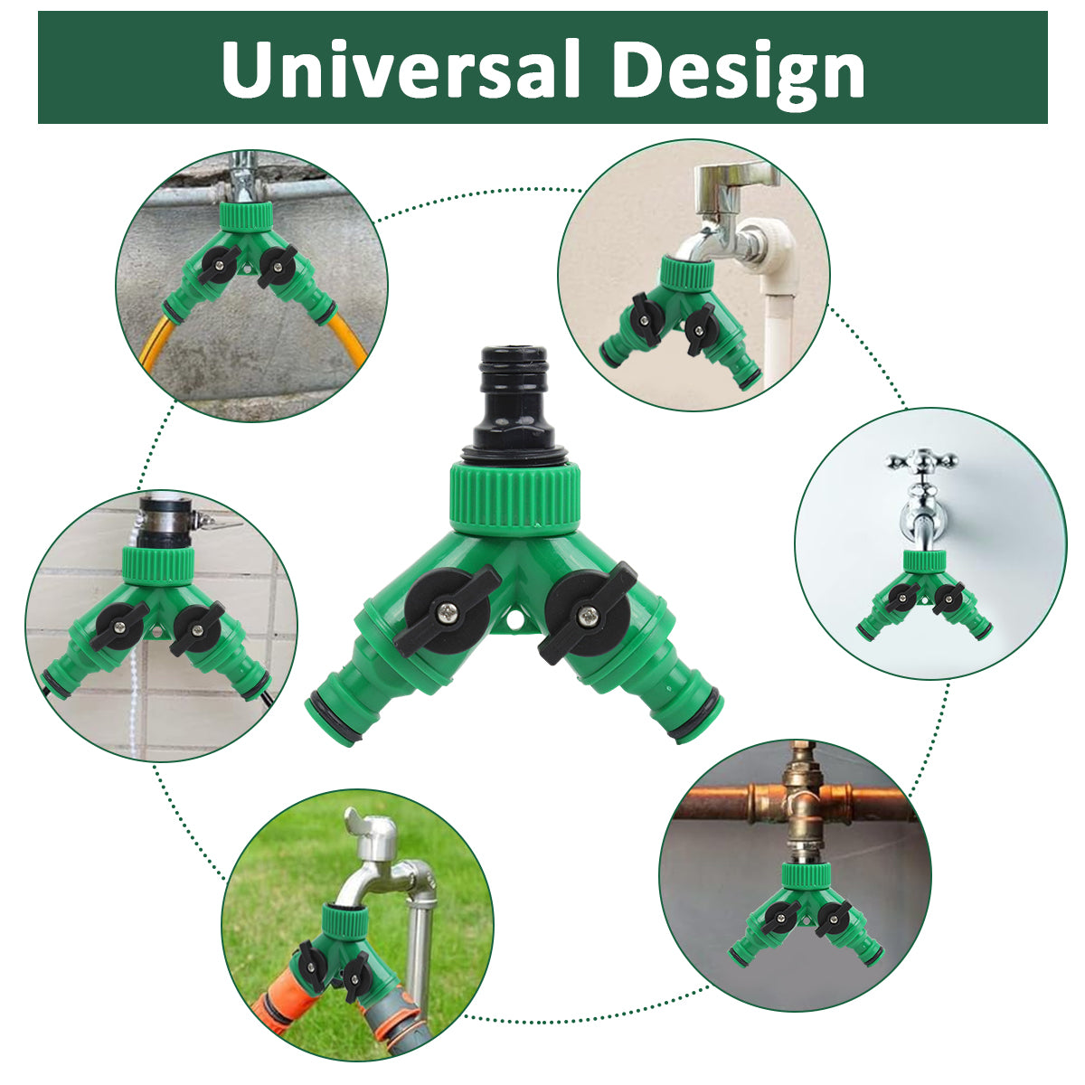 HASTHIP Garden Hose Splitter Faucet Diverter Splitter High Pressure Y-shaped 2-Way Water Splitter with Individual Control Water Tap Diverter Universal Faucet Diverter