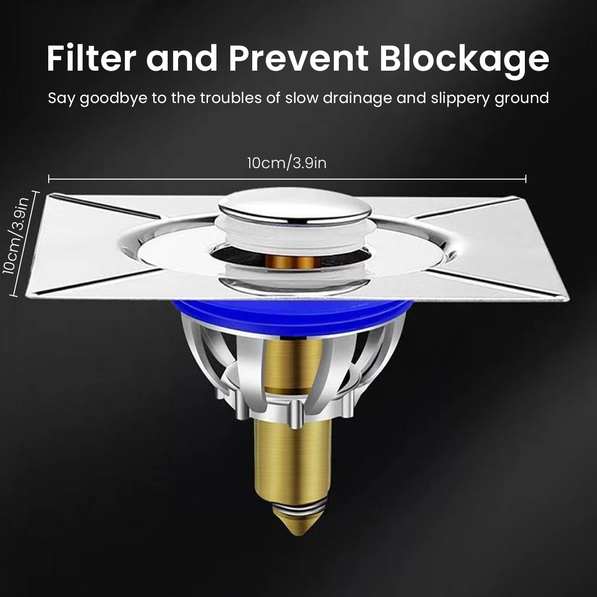 HASTHIP Pop-up Bathroom Floor Drain Foot-operated Floor Drain Stainless Steel Anti-odor Floor Drain Rust Resistant Copper Core Floor Drain Universal Square Floor Drain Replacement