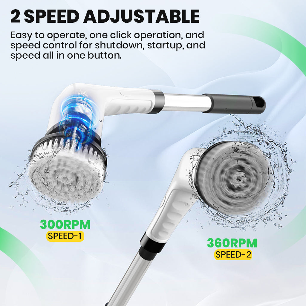 Supvox Cordless Scrubber Brush 5 in 1 Handheld Scrubber with 2 Speeds, USB Cordless Scrubber with 5 Interchangeable Brush Heads & Detachable Handle Multi Use Scrubber for Kitchne, Bathroom, Car