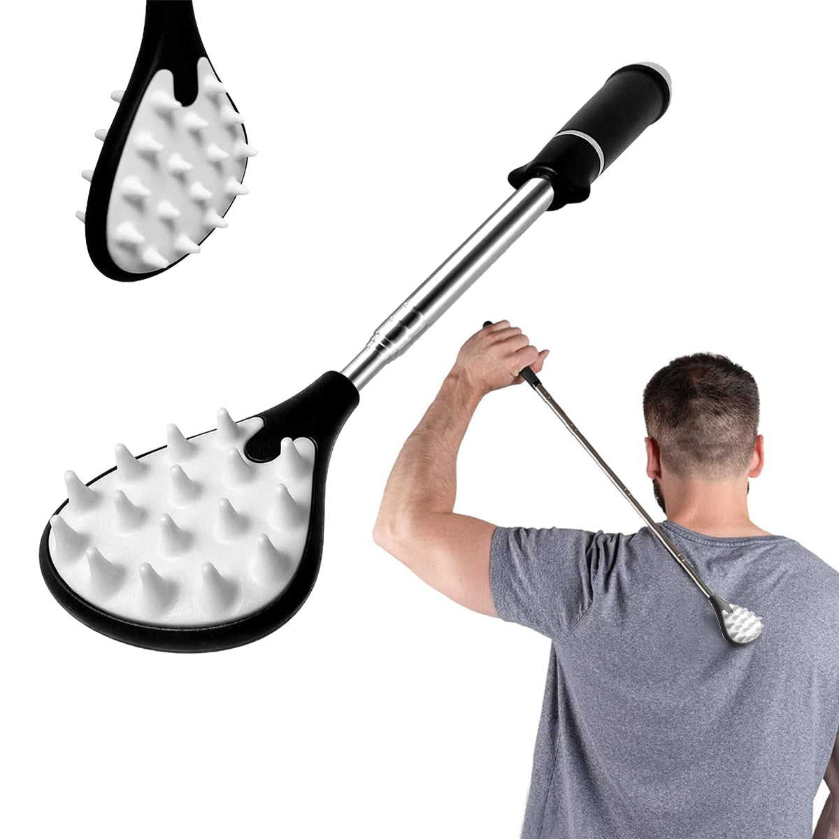 HANNEA Extendable Back Scratcher, Portable Telescoping Metal Back Scratchers with Frosted Texture Handle, Upgraded Metal Stainless Steel Telescoping Back Scratcher Tool