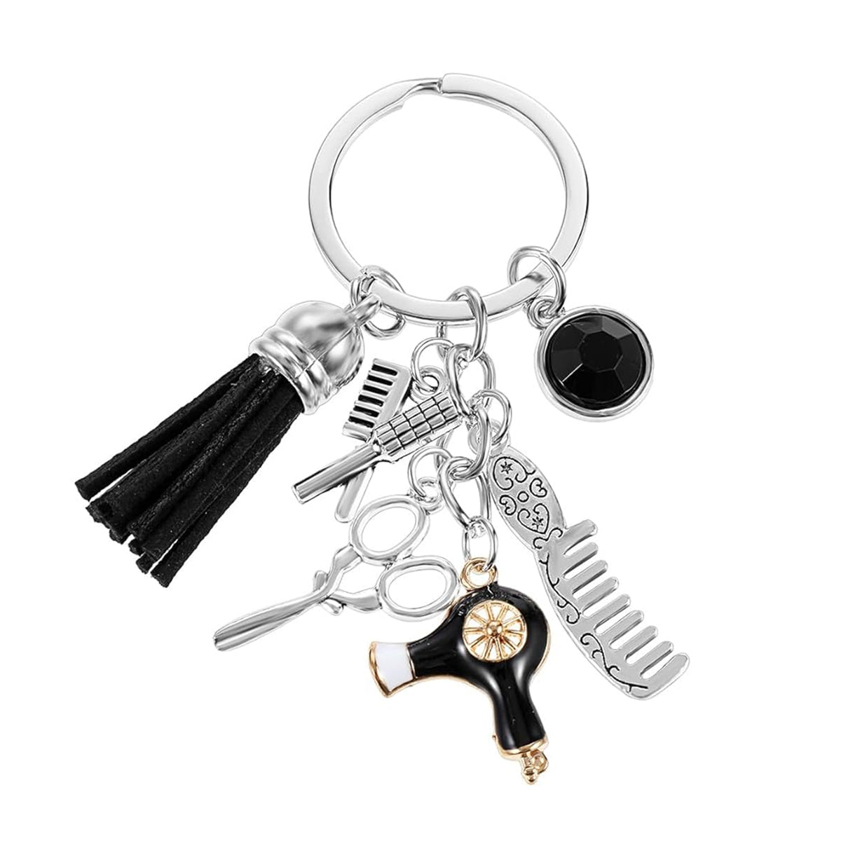 HASTHIP Keychain Keyring Creative Scissors Comb Charm Metal Tassel Keyring Keychain Backpack Charm Barber Tool Charm Keychain Gift Birthday Gift