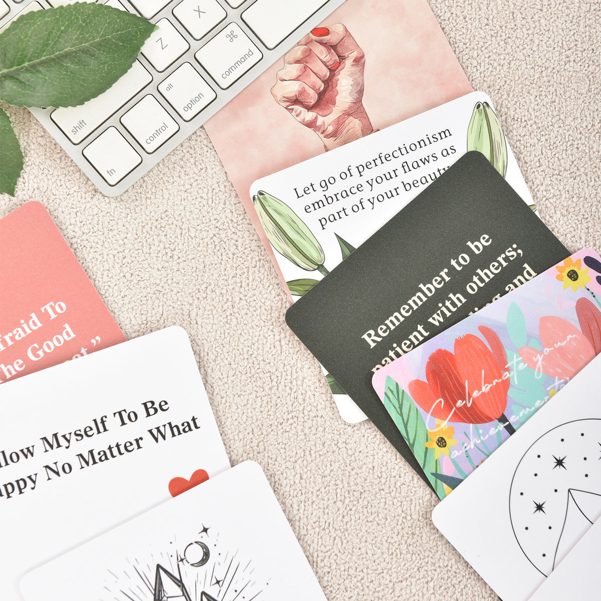 HASTHIP Positive Affirmations Cards for Women - 50 Mindfulness Cards with Affirmations and Inspirational Quotes - Motivational Cards, Meditation Cards, Gift for Women