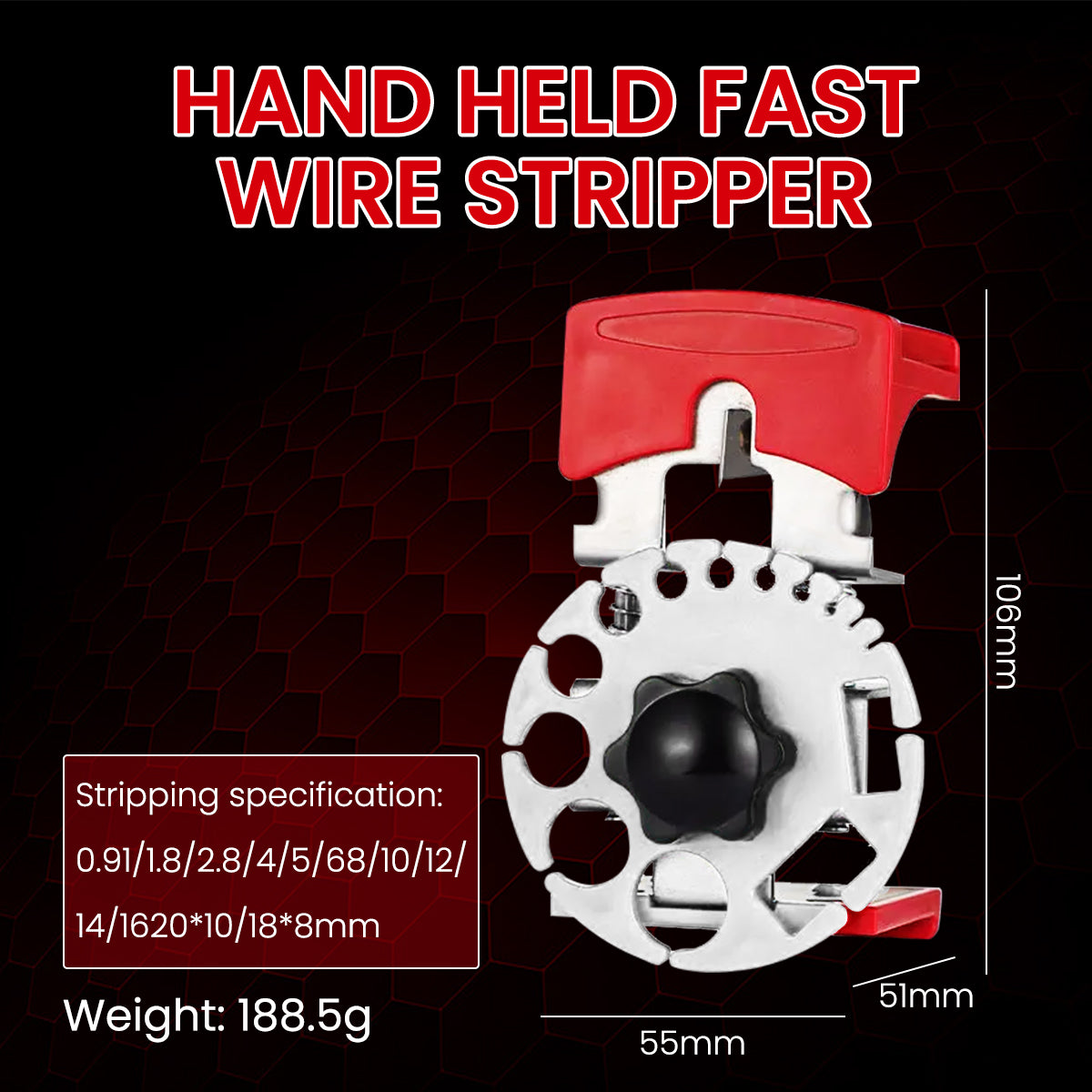 Serplex Manual Wire Stripper Multi Cable Slots Stainless Steel Plates Design Handheld Easy Wire Stripper with 10 Replacement Blades Press-Down Wire Cable Stripper for Wiring, Home Improvement