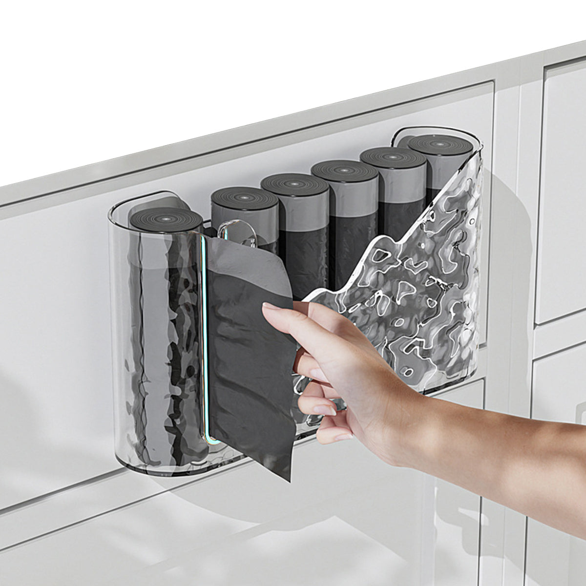 HASTHIP Trash Bag Dispenser, Trash Bag Holder Wall Mount, Hanging Garbage Bag Dispenser, Trash Bag Roll Holder for Plastic Bags Countertop, Home Decor Under Kitchen Sink Organization