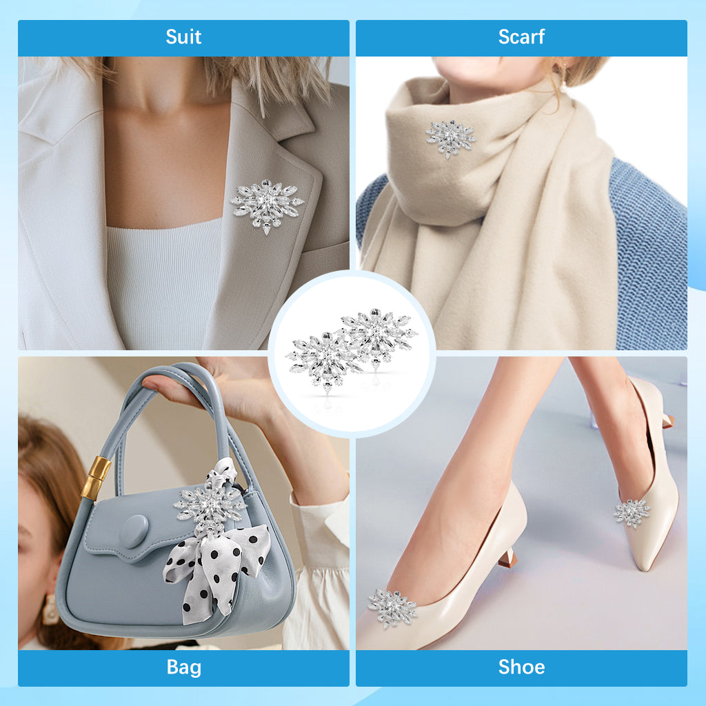 MAYCREATE 2Pcs Shoe Clips Charms for Women, Crystal Rhinestone Shoe Decoration, Detachable Rhinestone Crystal Shoe Buckle Clips, Bridal Wedding Prom Party High Heels Accessories