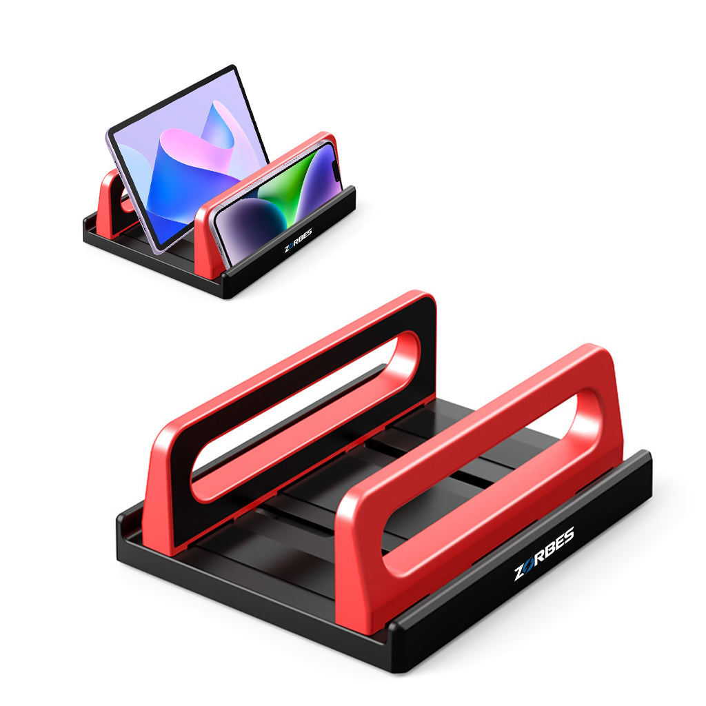 ZORBES Desk Laptop Stand 3-16'' Mobile Device Organizer Rack Adjustable Spacing Phone/Tablet/Laptop Stand  Anti Slip Base Design Rugged ABS Desk Mobile Device Organzier for Home, Kitchen, Office
