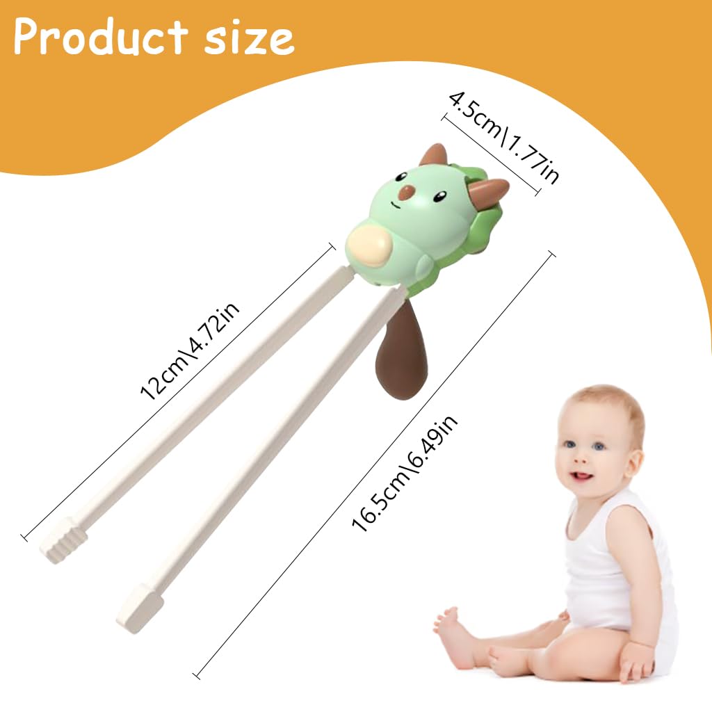 SNOWIE SOFT Training Chopsticks for Toddlers Self-Feeding Chopsticks Cartoon Dinosaur Chopsticks Anti-slip Self-Feeding Auxiliary Chopsticks for Toddlers 2-6 Years Old