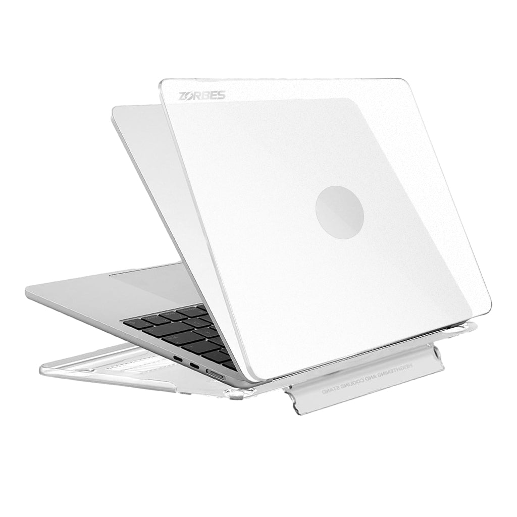 ZORBES Laptop Case for MacBook Air 13.6 inch Fashion White Laptop Case  with Riser Stand Universal Protective Case for MacBook Air 13.6 inch A3113 M3/ A2681 M2