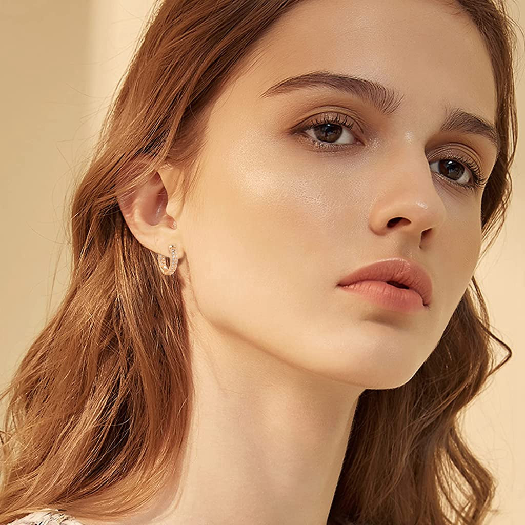 SANNIDHI Hoop Earrings for Women Stylish Latest Shiny Rose Gold Earrings Round Eardrops Earring Jewelry for Women & Girls Hoop Earring Gift for Girlfriend, Wife (16mm) - 1 Pair