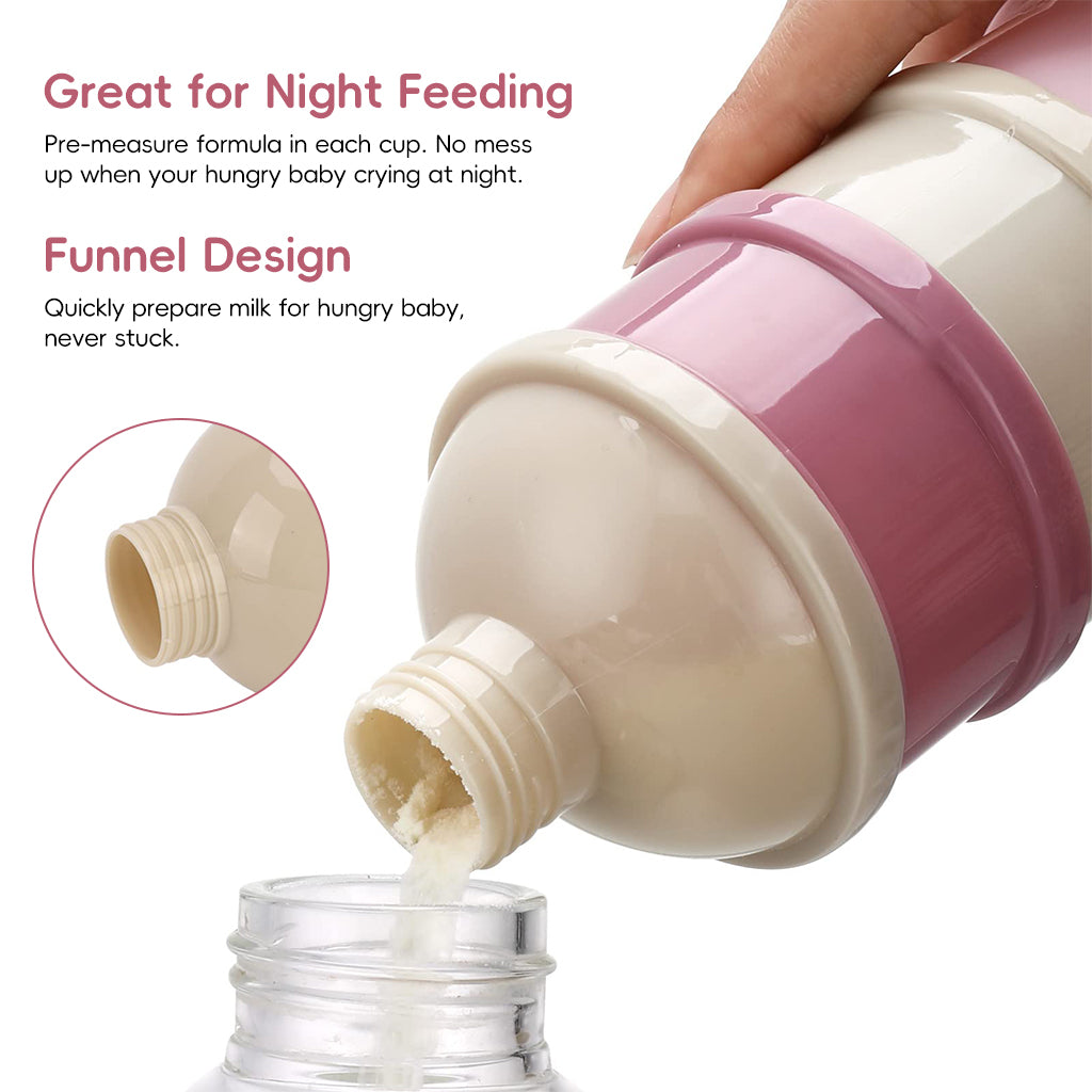 SNOWIE SOFT 2Pcs Baby Formula Container with Handle Stackable 3-Compartment Baby Milk Powder Dispenser Leaking Proof Baby Food Container Food Grade PP Baby Food Container for Milk Powder, Snacks