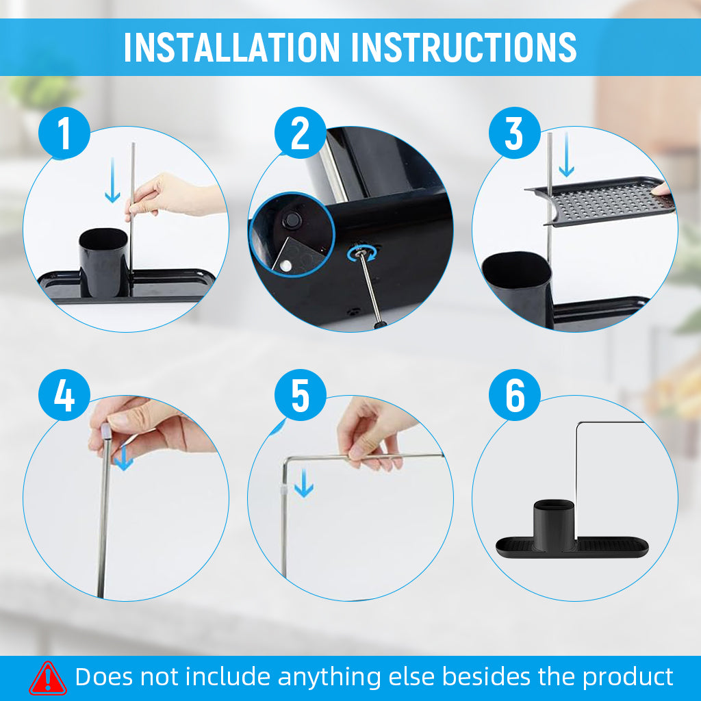 Supvox Kitchen Sponge Holder Dish Towel Rack Kitchen Scrubber Brush Holder Multi Storage Organizer Bathroom Kitchen Sink Organizer