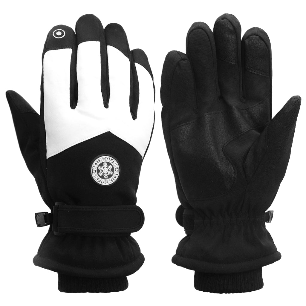 GUSTAVE Winter Gloves for Women - Fleece-Lined, Waterproof, Touchscreen Riding & Hiking Gloves with Anti-Slip Grip for Skiing - Stylish Black & White Design, Warm & Comfortable, Free Size