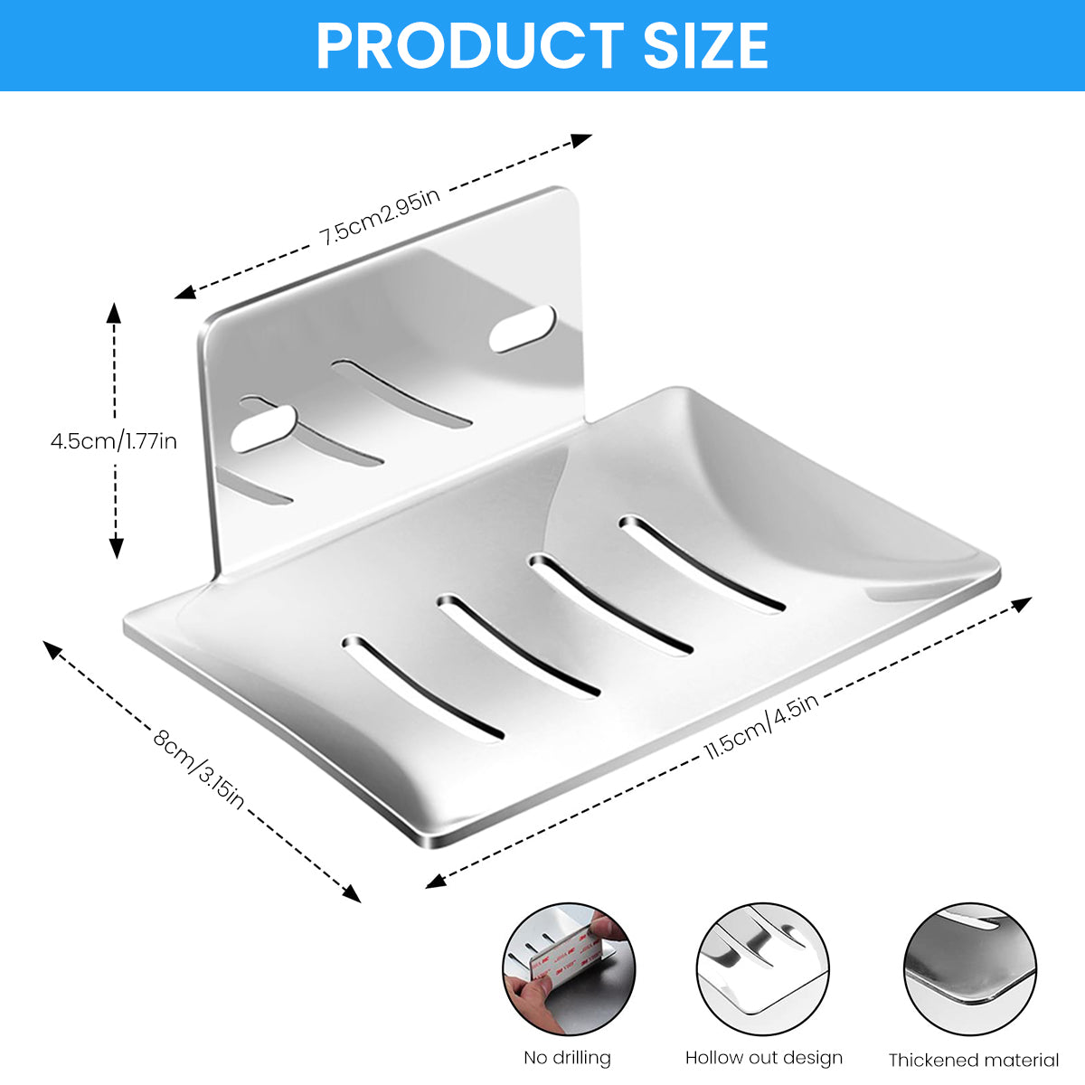 HASTHIP 2Pcs Soap Holder Stainless Steel Soap Holder for Bathroom, Soap Dish, Soap Stand for Bathroom, Soap Holder for Wall, Wall Mounted Shelf, Bathroom Accessories