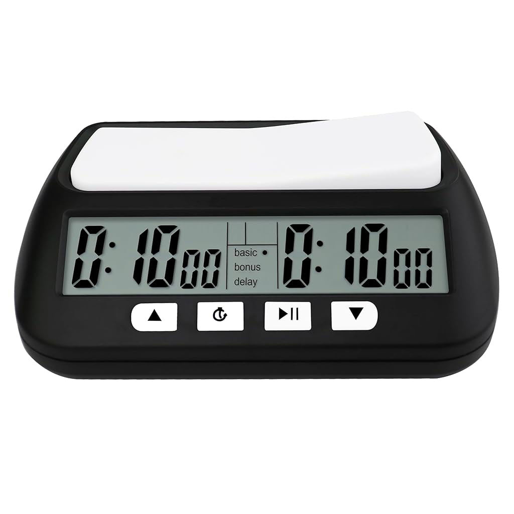 ZIBUYU Digital Chess Clock Timer,Chess Timer for Board Games,Professional Chess Timer with Bonus Delay Count Down Up Function,Batteries Not Included