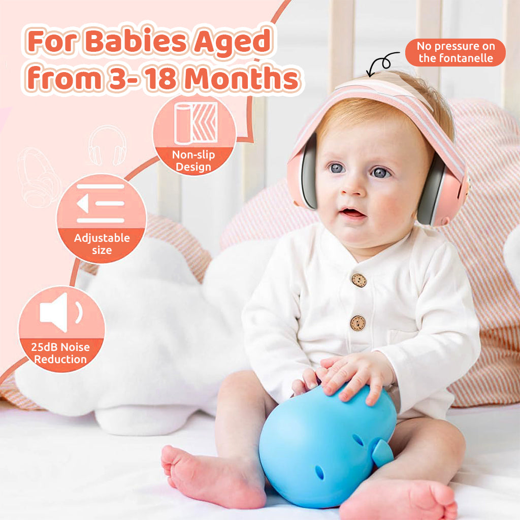 SNOWIE SOFT Adjustable Baby Ear Muff Noise Reduction Headphone 2 in 1 Noise Cancelling Ear Muffs with Interchangeable Headbands Flight Sleep Travel Baby Ear Muffs for Babies Toddlers 6-48 Months