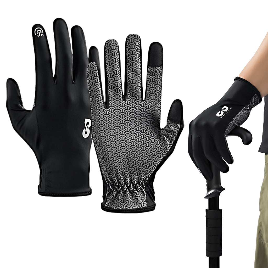 Proberos® Running Sports Gloves, Non-slip Touch Screen Sun Gloves Driving Gloves Riding Gloves Hiking Gloves UV Protection Sun Gloves Outdoor Full Finger Gloves for Cycling Driving Fishing, Black, M