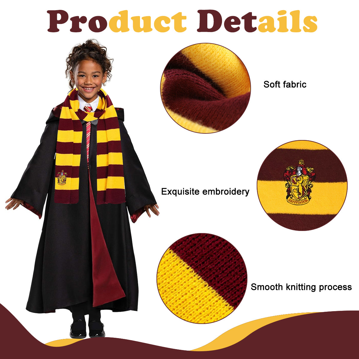 PATPAT Knit Neck Scarf Magic College Styles Striped Winter Neckerchief Movie Character Cosplay Costume Accessories