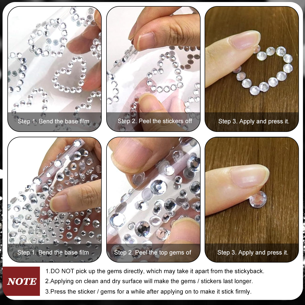 MAYCREATE Rhinestones Face Gems, Letter Rhinestones Sticker, Self-Adhesive Face Stickers, Shimmering Heart Numbers Stickers for Face, Hair, Makeup, Body, DIY Crafts, Festival Decal Decor
