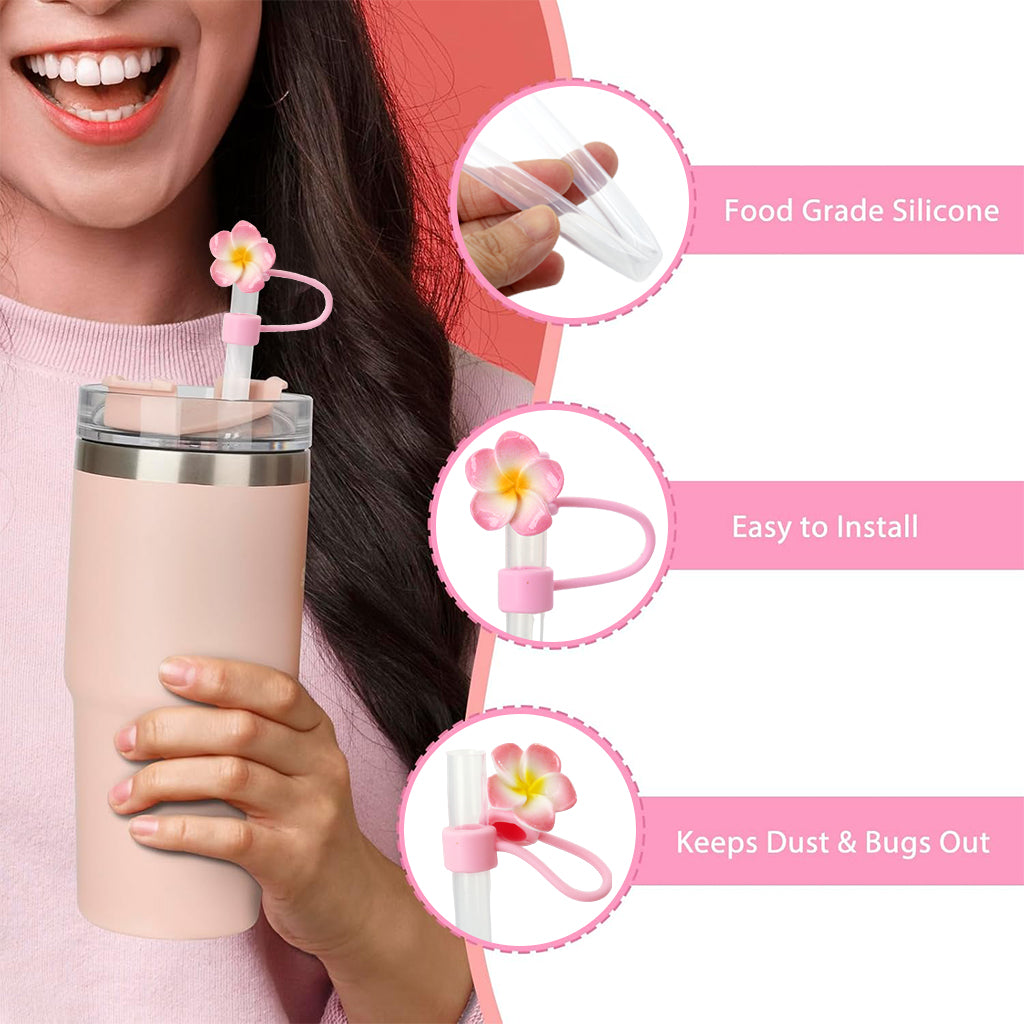 HASTHIP 6Pcs Clear Silicone Straws for Stanley 40Oz Cup & 2 Straw Caps, Heat Resistant Silicone Straws Universal 11.8'' Silicone Straws 10mm Reusable Straw with Stopper Tips
