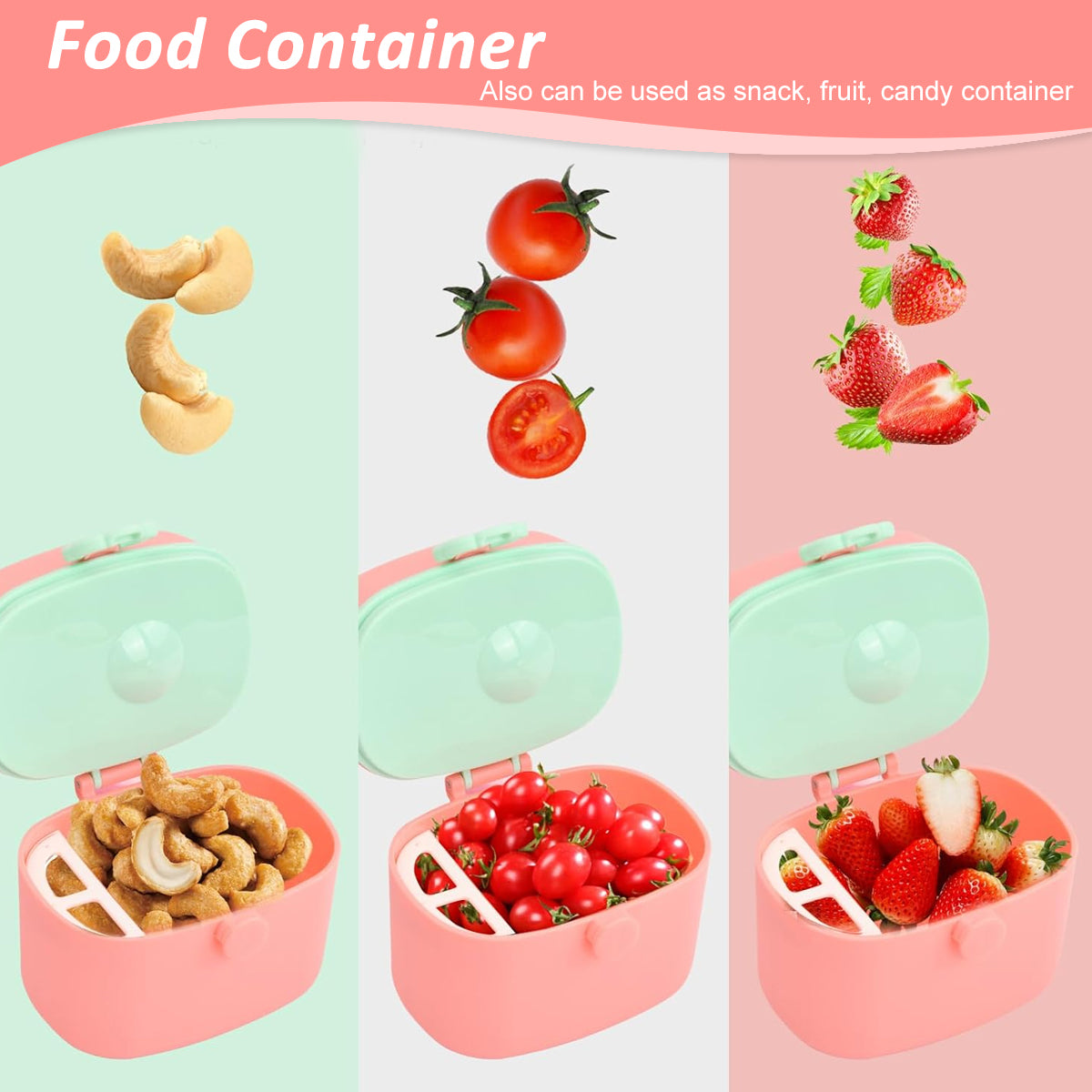 SNOWIE SOFT 600ml Baby Milk Powder Container with Spoon & Fork Anti-leak Travel Baby Formula Dispenser Cute Little Bee Handle Design Multiuse Food Containers Outdoor Baby Food Snack Box