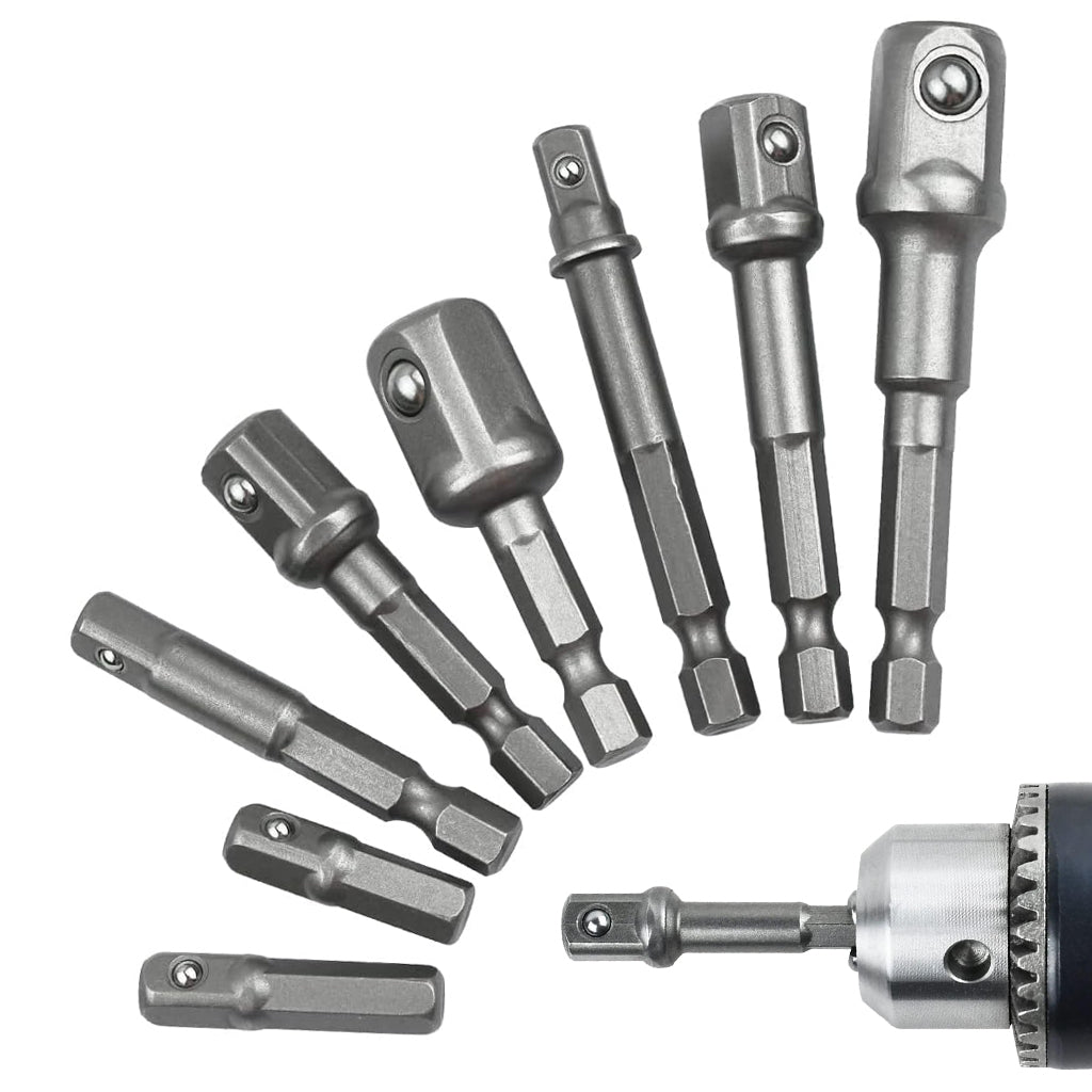 Serplex® 8Pcs Drill Bit Adapter Impact Grade Socket Adapter Set Hex Shank Drill Nut Driver Bit Set Sizes 1/4