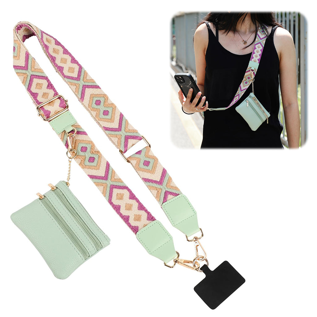 ZORBES Fashion Phone Strap for Women Phone Sling Strap Adjustable Cross Body Phone Strap with Small PU Zipper Pouch & Detachable Phone Case Insert Fashion Travel Phone Accessories