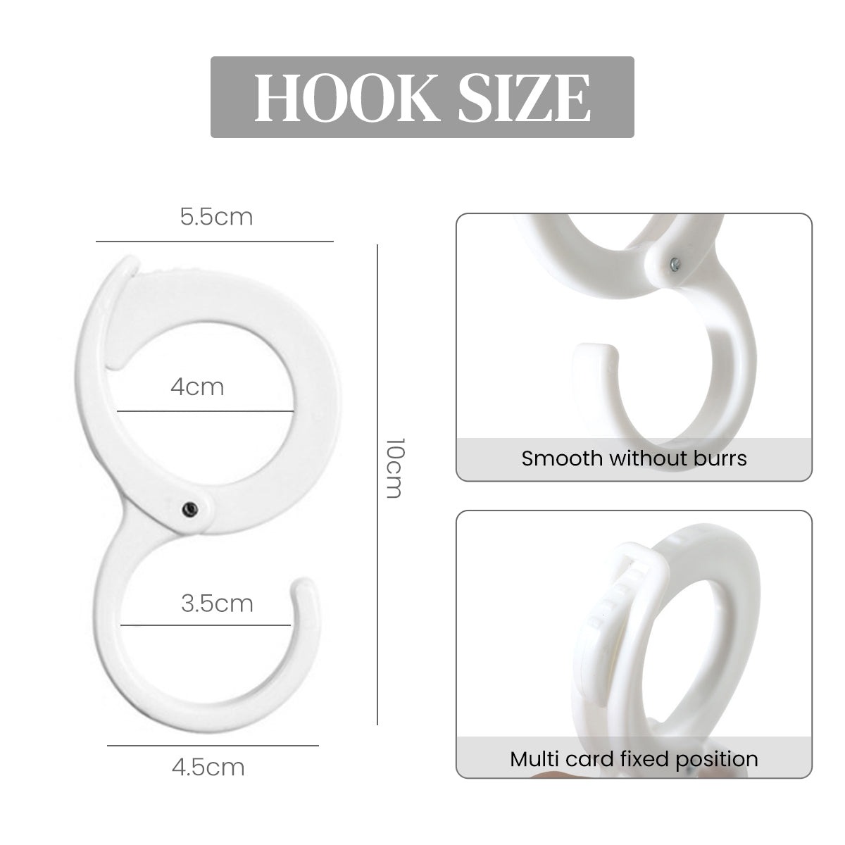 HASTHIP 20pcs Utility S Hooks Bike Handle Bar Hooks S Shaped Hooks Adjustable Snap-on S-Hook Muti Use Windproof Clothesline Hooks Desk Edge Bag Holder