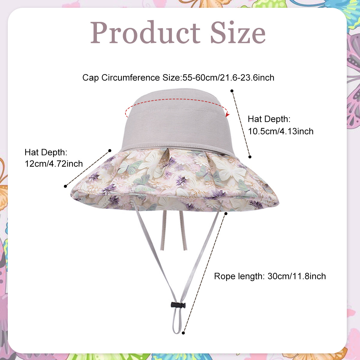 SANNIDHI Bucket Hat for Women Stylish, Sun Hats for Women, Floral Wide Brim Beach Hat for Women, UV Sun Protection Breathable Fishing Hat with Detachble Chin Strap (Mesh Liner, Flexible Brim )