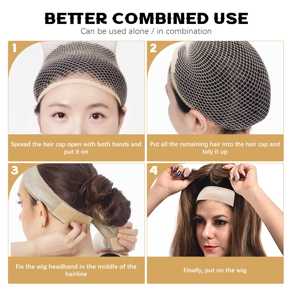 MAYCREATE® Wig Grip Band, Lace Front Wig Headband for Keeping Wigs in Place Secured Velvet Wig Gripper, No-Slip Wig Gripper Accessory for Women Edge Saver, 1*Wig Grip+2*Wig Cap